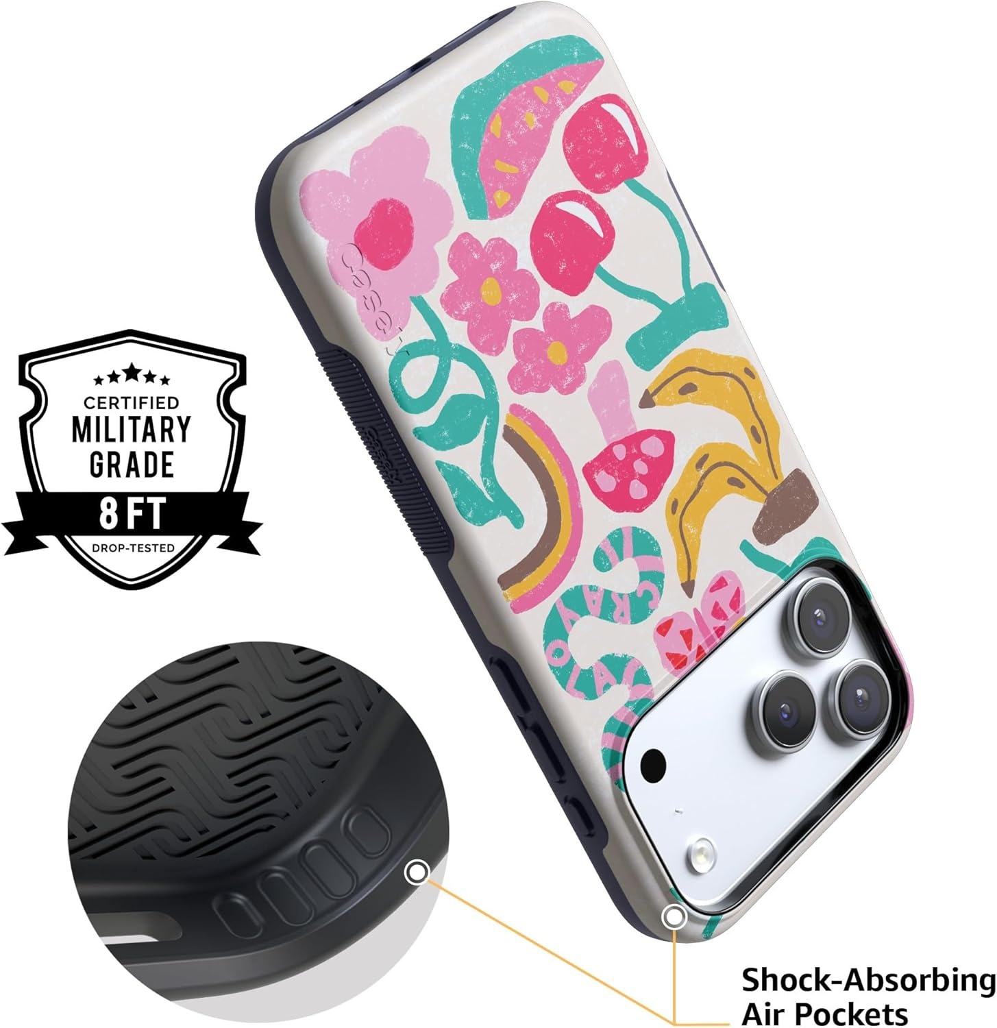 image:imageCasely iPhone 17 Pro Case Into the Wild Black Leopard Bold Protective Design MagSafe Compatible DesignDoodle Bug Crayola Crayon