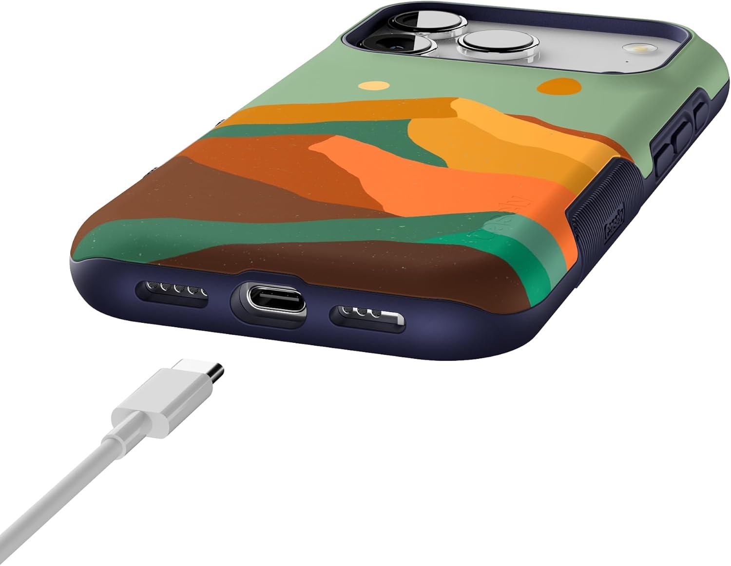 image:imageCasely iPhone 17 Pro Case Into the Wild Black Leopard Bold Protective Design MagSafe Compatible DesignEndless Peaks Colorblock Mountain