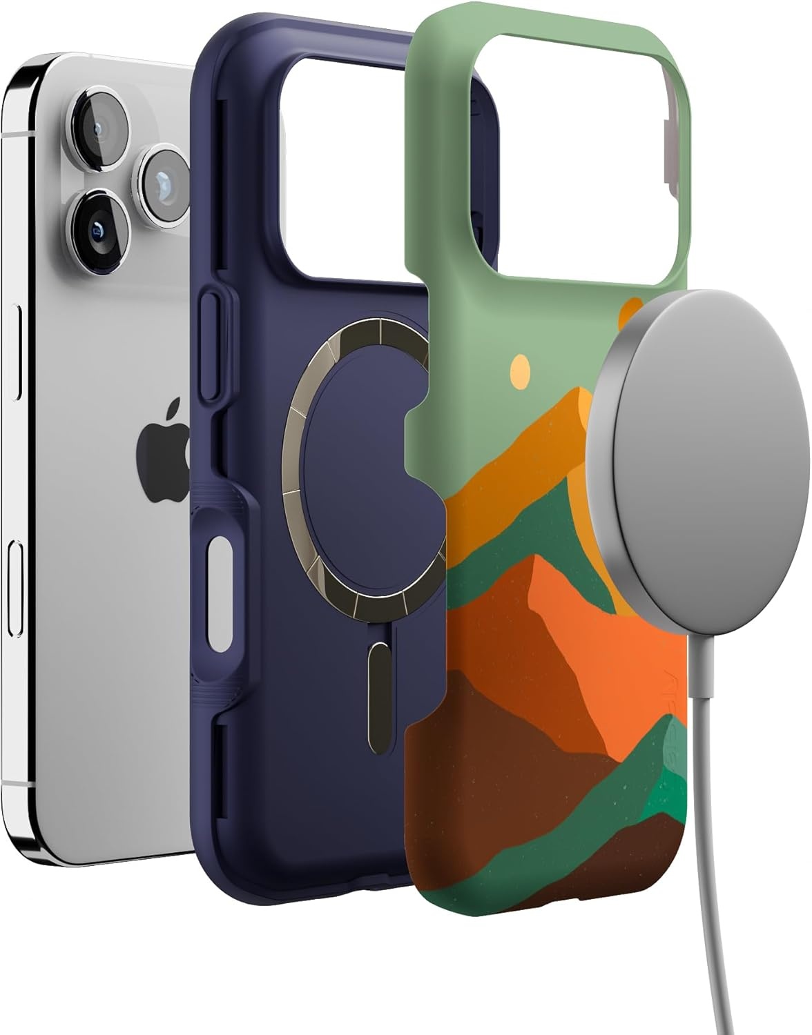 image:imageCasely iPhone 17 Pro Case Into the Wild Black Leopard Bold Protective Design MagSafe Compatible DesignEndless Peaks Colorblock Mountain