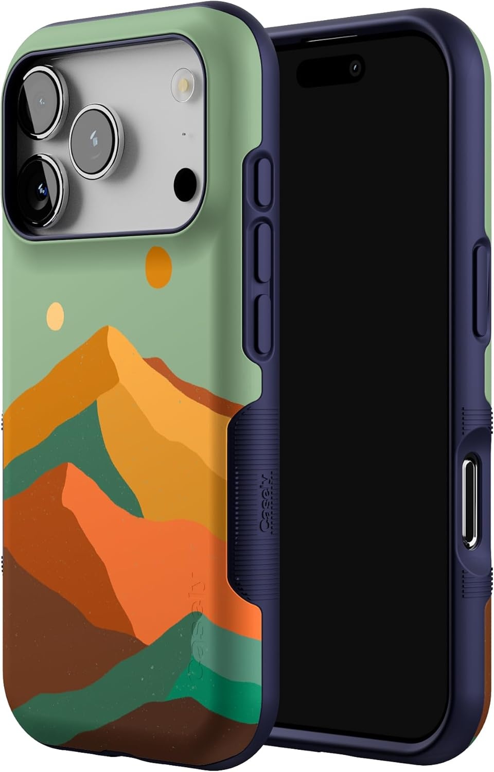 image:imageCasely iPhone 17 Pro Case Into the Wild Black Leopard Bold Protective Design MagSafe Compatible DesignEndless Peaks Colorblock Mountain