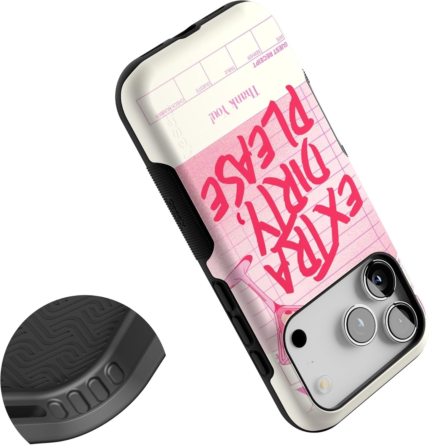 image:imageCasely iPhone 17 Pro Case Into the Wild Black Leopard Bold Protective Design MagSafe Compatible DesignExtra Dirty Please Fun on Weekdays