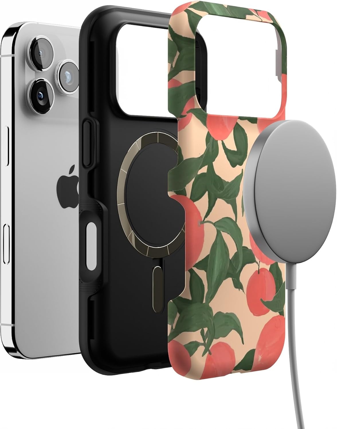 image:imageCasely iPhone 17 Pro Case Into the Wild Black Leopard Bold Protective Design MagSafe Compatible DesignFeeling Peachy Blush Vines
