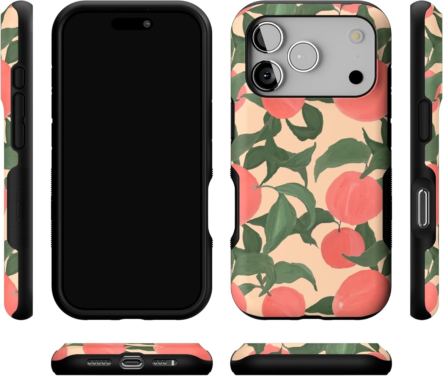 image:imageCasely iPhone 17 Pro Case Into the Wild Black Leopard Bold Protective Design MagSafe Compatible DesignFeeling Peachy Blush Vines