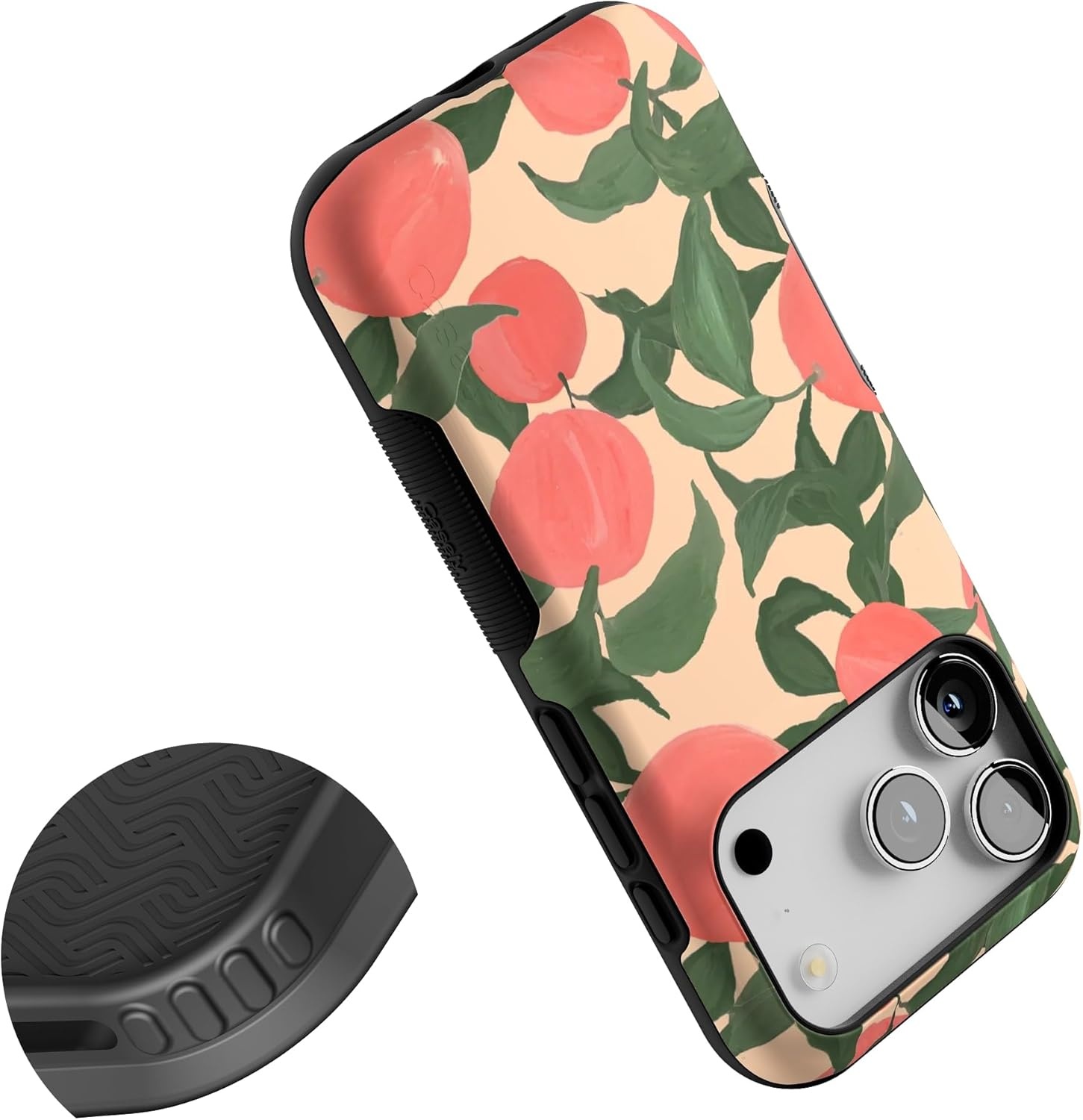 image:imageCasely iPhone 17 Pro Case Into the Wild Black Leopard Bold Protective Design MagSafe Compatible DesignFeeling Peachy Blush Vines