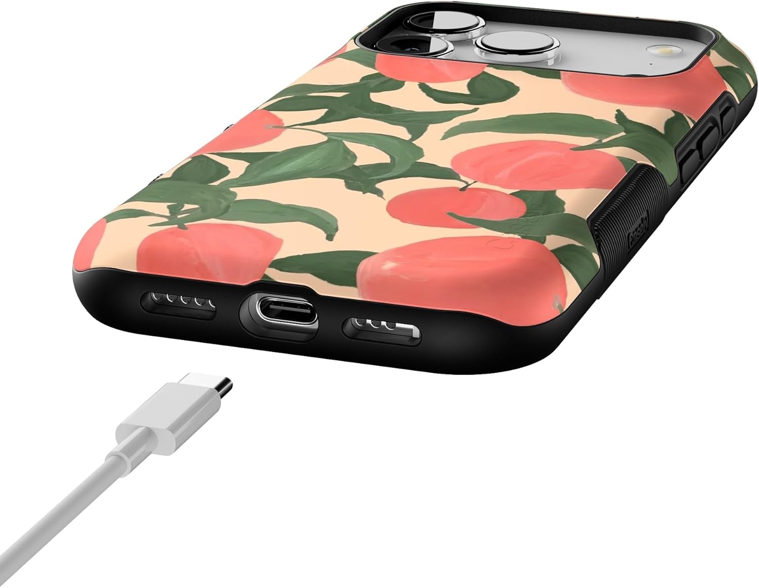 image:imageCasely iPhone 17 Pro Case Into the Wild Black Leopard Bold Protective Design MagSafe Compatible DesignFeeling Peachy Blush Vines