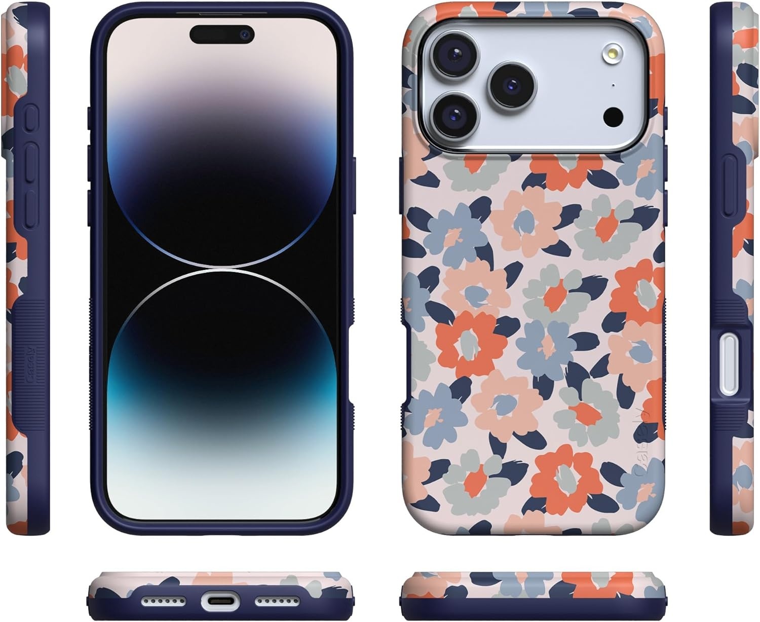 image:imageCasely iPhone 17 Pro Case Into the Wild Black Leopard Bold Protective Design MagSafe Compatible DesignField of Flowers Pastel Floral