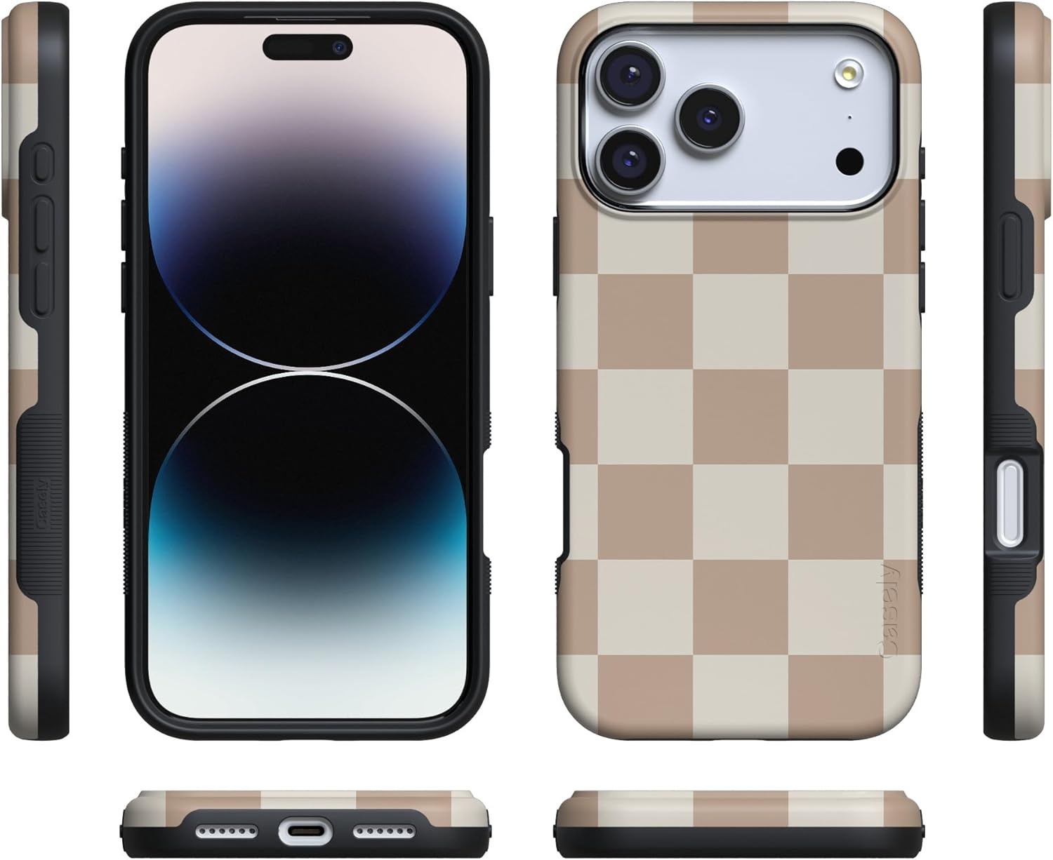 image:imageCasely iPhone 17 Pro Case Into the Wild Black Leopard Bold Protective Design MagSafe Compatible DesignFit Check Neutral Checkerboard