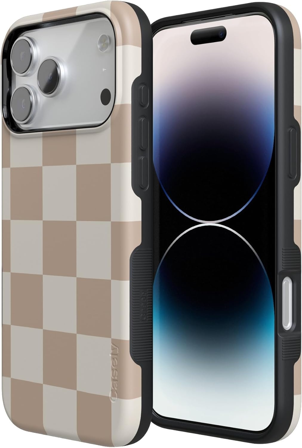 image:imageCasely iPhone 17 Pro Case Into the Wild Black Leopard Bold Protective Design MagSafe Compatible DesignFit Check Neutral Checkerboard