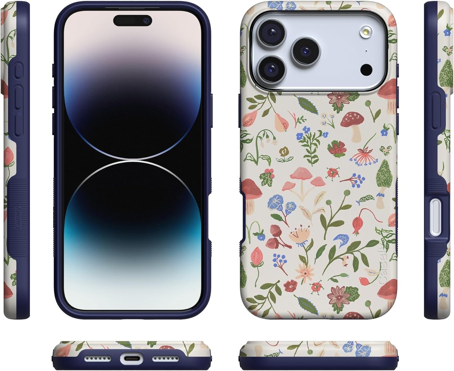 image:imageCasely iPhone 17 Pro Case Into the Wild Black Leopard Bold Protective Design MagSafe Compatible DesignGarden Party Mushroom Floral