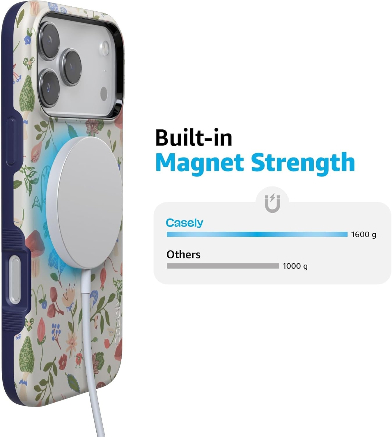image:imageCasely iPhone 17 Pro Case Into the Wild Black Leopard Bold Protective Design MagSafe Compatible DesignGarden Party Mushroom Floral
