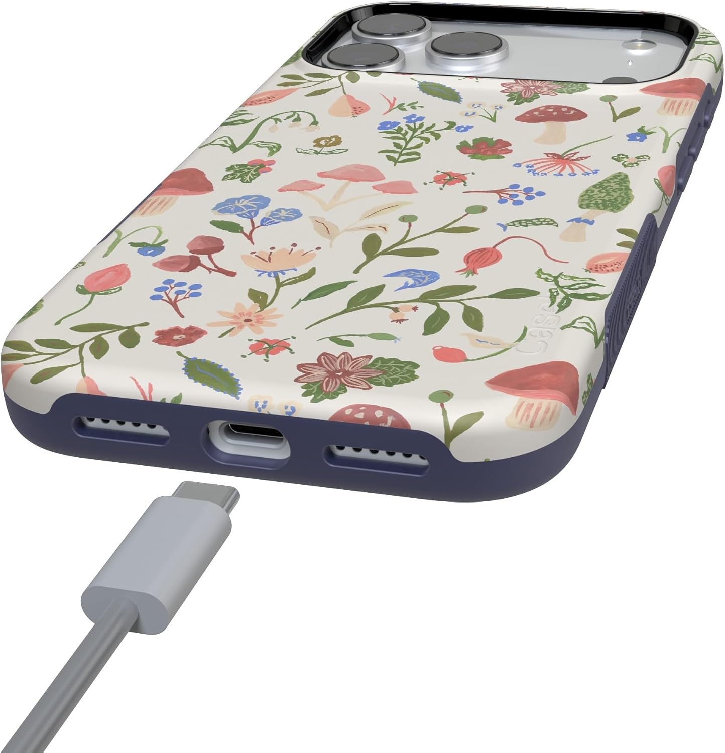 image:imageCasely iPhone 17 Pro Case Into the Wild Black Leopard Bold Protective Design MagSafe Compatible DesignGarden Party Mushroom Floral