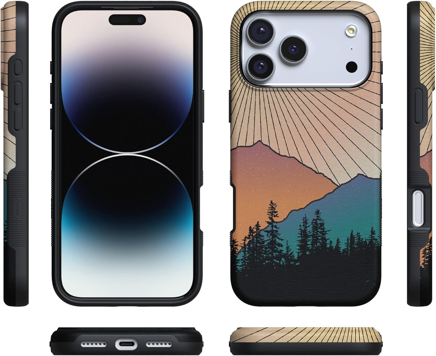 image:imageCasely iPhone 17 Pro Case Into the Wild Black Leopard Bold Protective Design MagSafe Compatible DesignGolden Hour Mountain Sunset