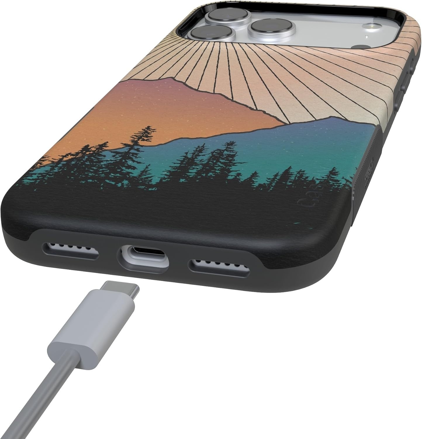 image:imageCasely iPhone 17 Pro Case Into the Wild Black Leopard Bold Protective Design MagSafe Compatible DesignGolden Hour Mountain Sunset