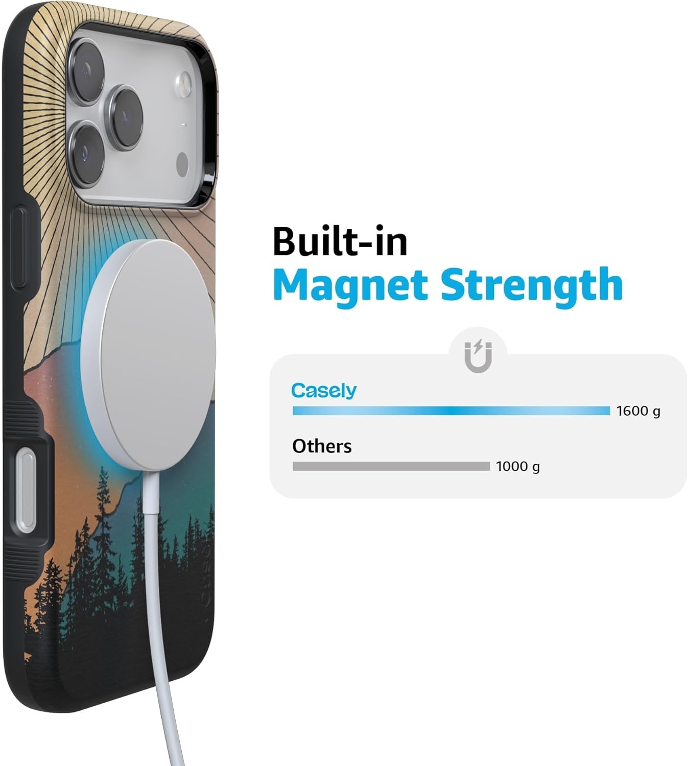 image:imageCasely iPhone 17 Pro Case Into the Wild Black Leopard Bold Protective Design MagSafe Compatible DesignGolden Hour Mountain Sunset