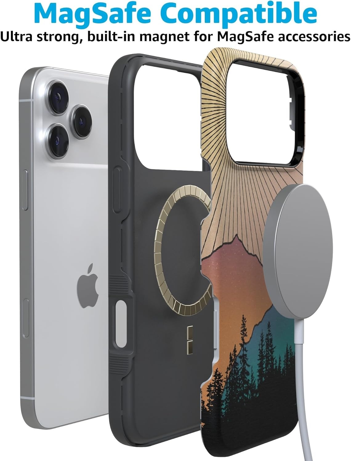 image:imageCasely iPhone 17 Pro Case Into the Wild Black Leopard Bold Protective Design MagSafe Compatible DesignGolden Hour Mountain Sunset