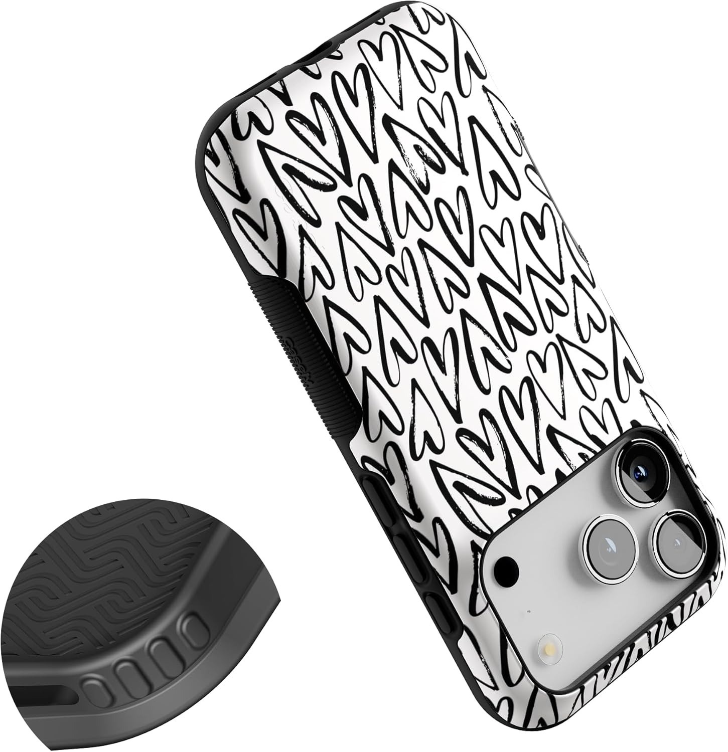 image:imageCasely iPhone 17 Pro Case Into the Wild Black Leopard Bold Protective Design MagSafe Compatible DesignHeart Throb Endless Hearts