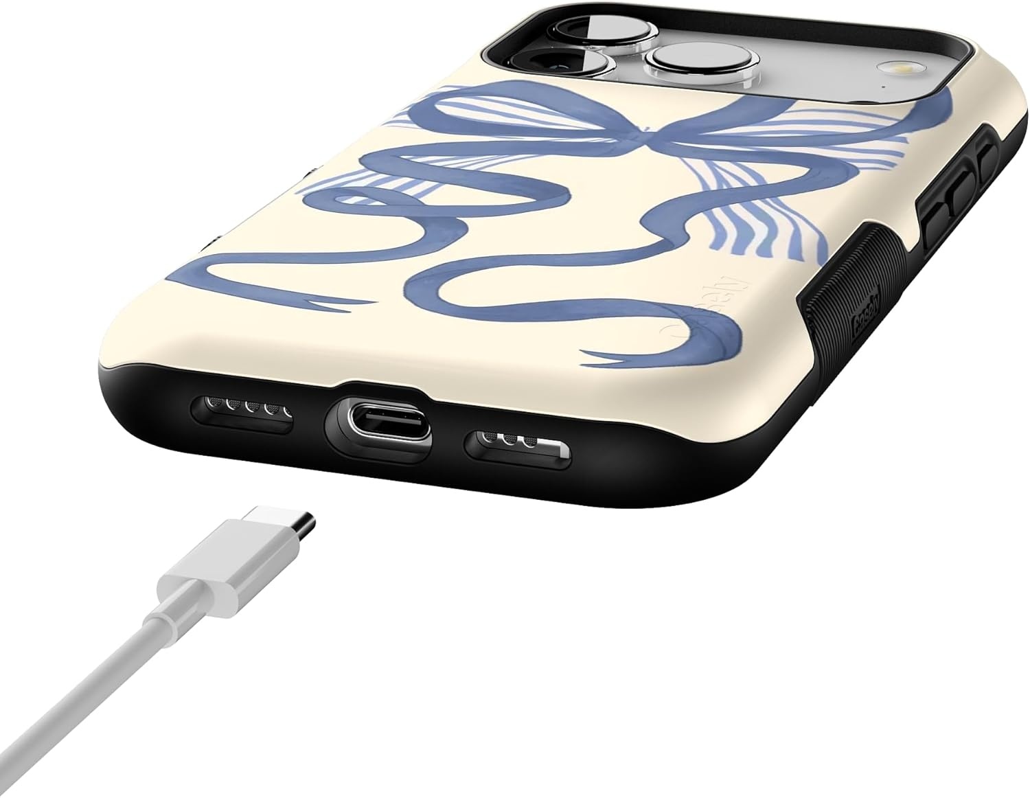 image:imageCasely iPhone 17 Pro Case Into the Wild Black Leopard Bold Protective Design MagSafe Compatible DesignHeartstrings Blue Bow