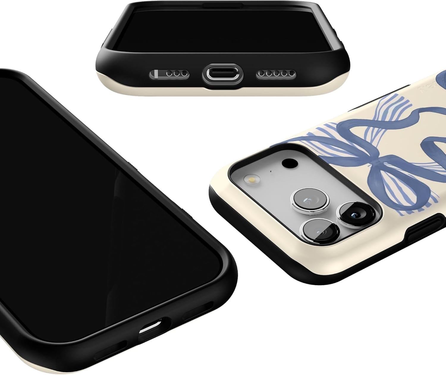 image:imageCasely iPhone 17 Pro Case Into the Wild Black Leopard Bold Protective Design MagSafe Compatible DesignHeartstrings Blue Bow