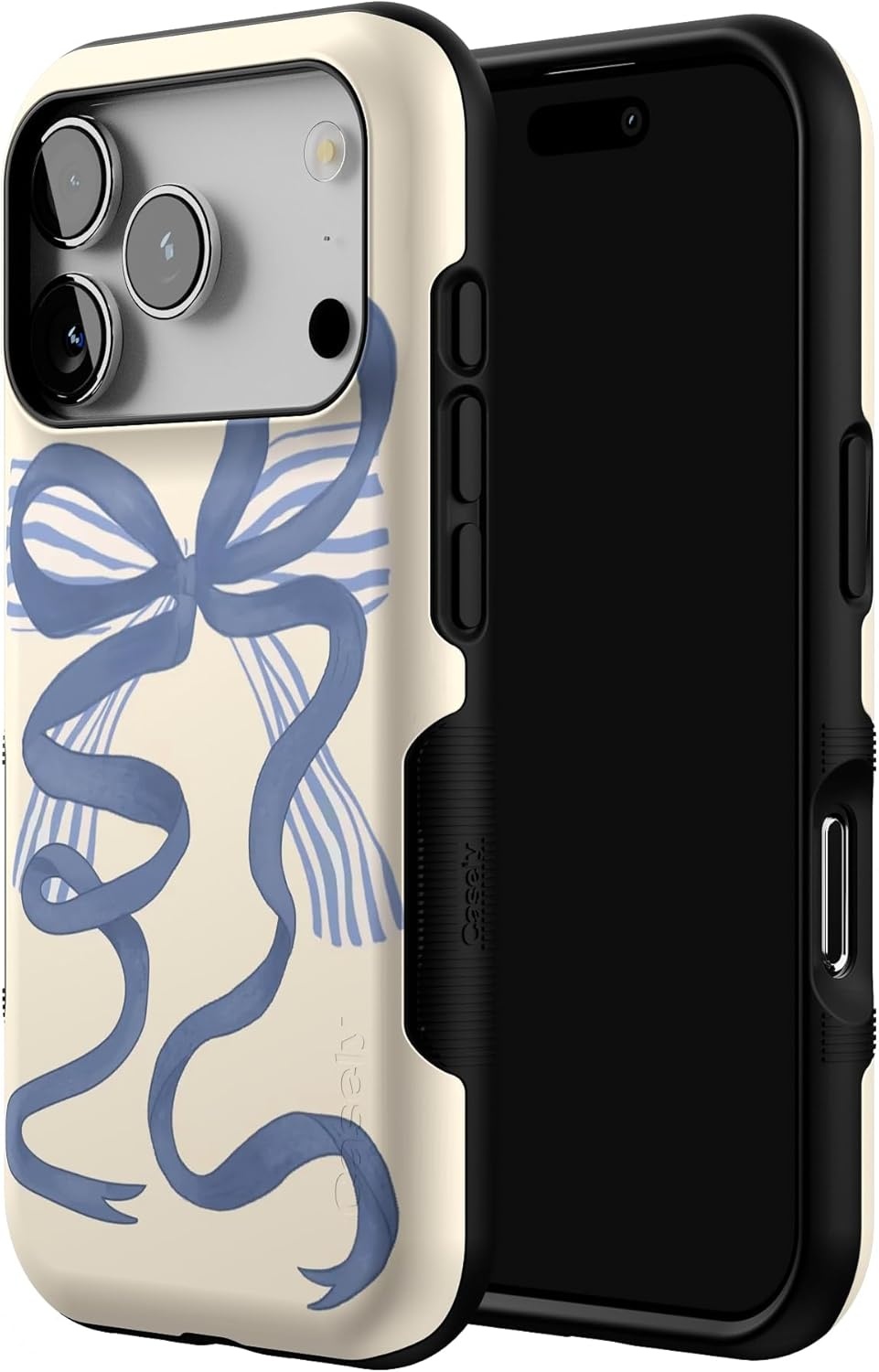 image:imageCasely iPhone 17 Pro Case Into the Wild Black Leopard Bold Protective Design MagSafe Compatible DesignHeartstrings Blue Bow