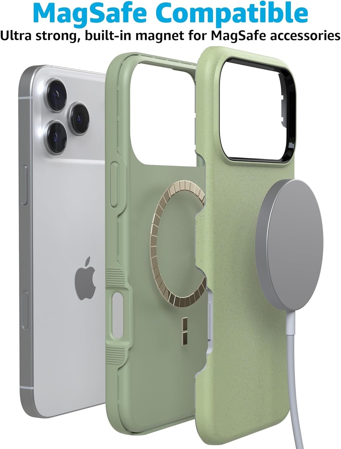 image:imageCasely iPhone 17 Pro Case Into the Wild Black Leopard Bold Protective Design MagSafe Compatible DesignKiwi Kiss Matcha Green Shimmer