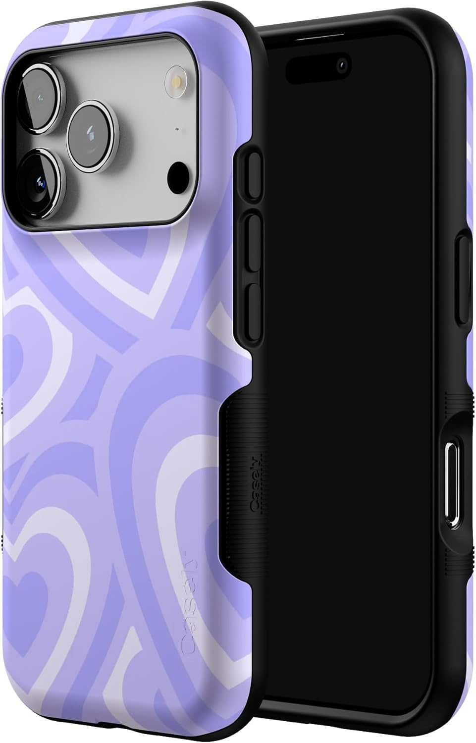 image:imageCasely iPhone 17 Pro Case Into the Wild Black Leopard Bold Protective Design MagSafe Compatible DesignLove Song Lavender Heart