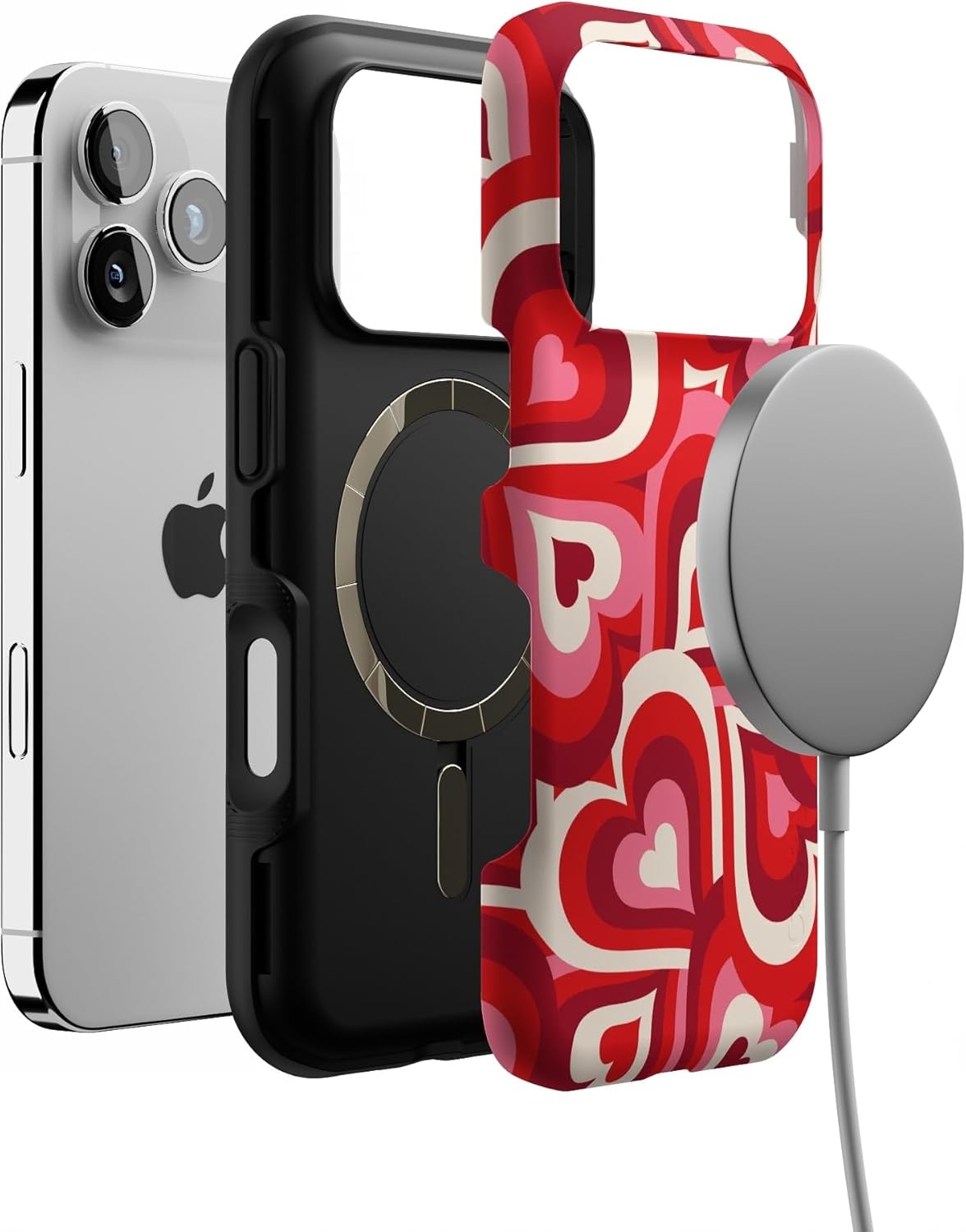 image:imageCasely iPhone 17 Pro Case Into the Wild Black Leopard Bold Protective Design MagSafe Compatible DesignLove Song Remix Ombre Hearts
