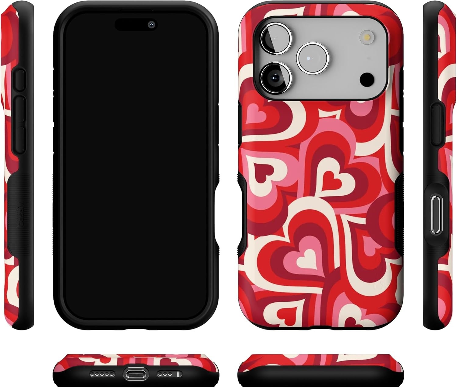 image:imageCasely iPhone 17 Pro Case Into the Wild Black Leopard Bold Protective Design MagSafe Compatible DesignLove Song Remix Ombre Hearts