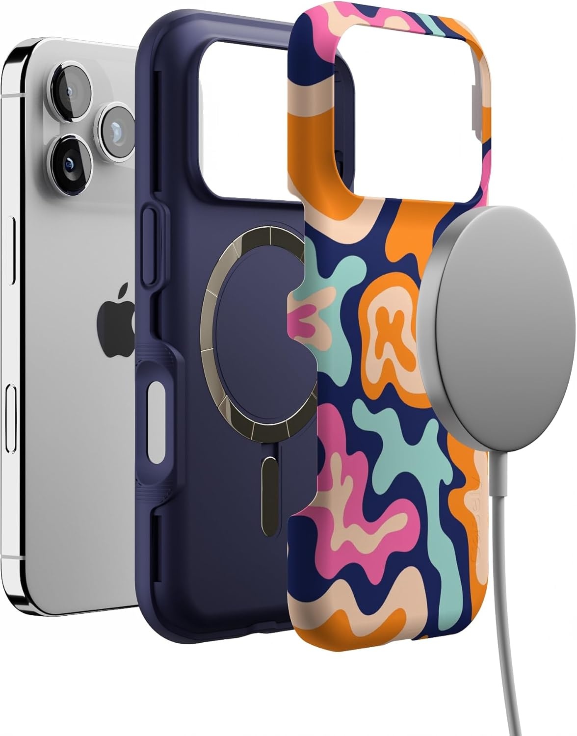 image:imageCasely iPhone 17 Pro Case Into the Wild Black Leopard Bold Protective Design MagSafe Compatible DesignMidnight Color Splash Abstract Retro