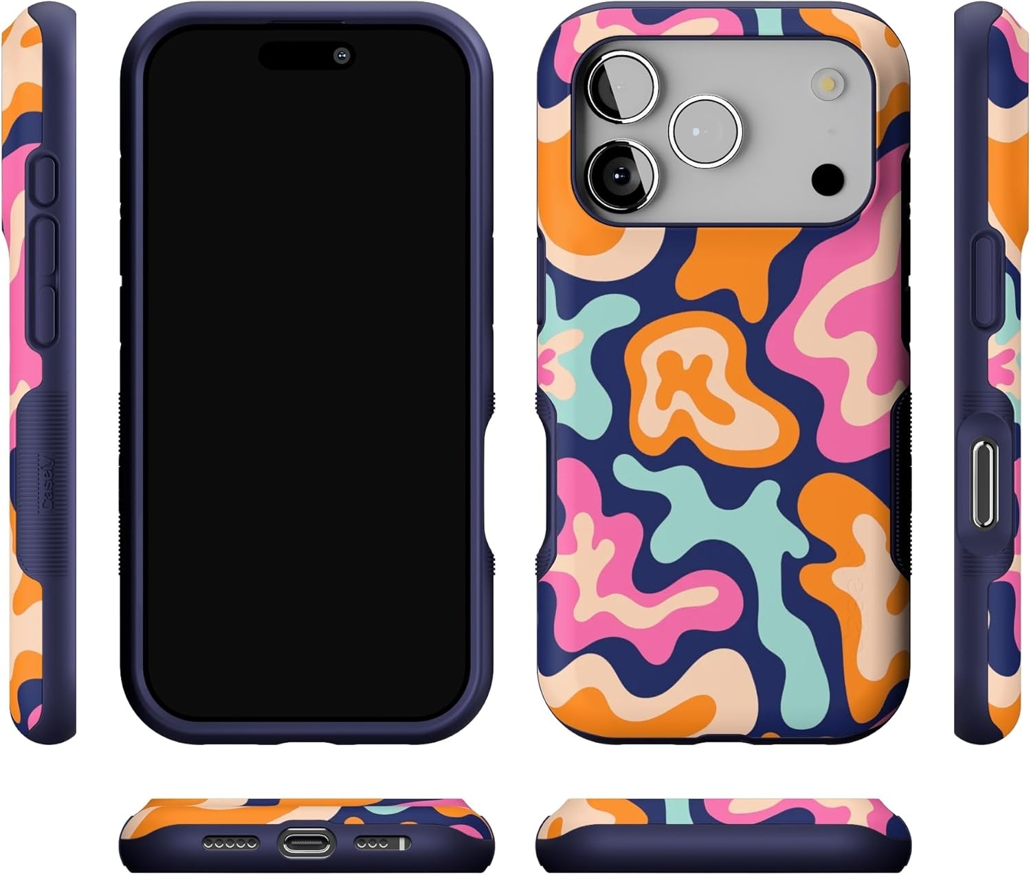 image:imageCasely iPhone 17 Pro Case Into the Wild Black Leopard Bold Protective Design MagSafe Compatible DesignMidnight Color Splash Abstract Retro