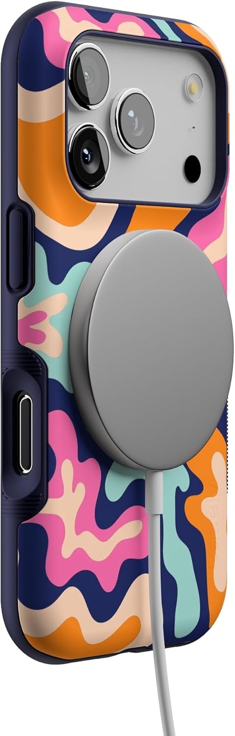 image:imageCasely iPhone 17 Pro Case Into the Wild Black Leopard Bold Protective Design MagSafe Compatible DesignMidnight Color Splash Abstract Retro