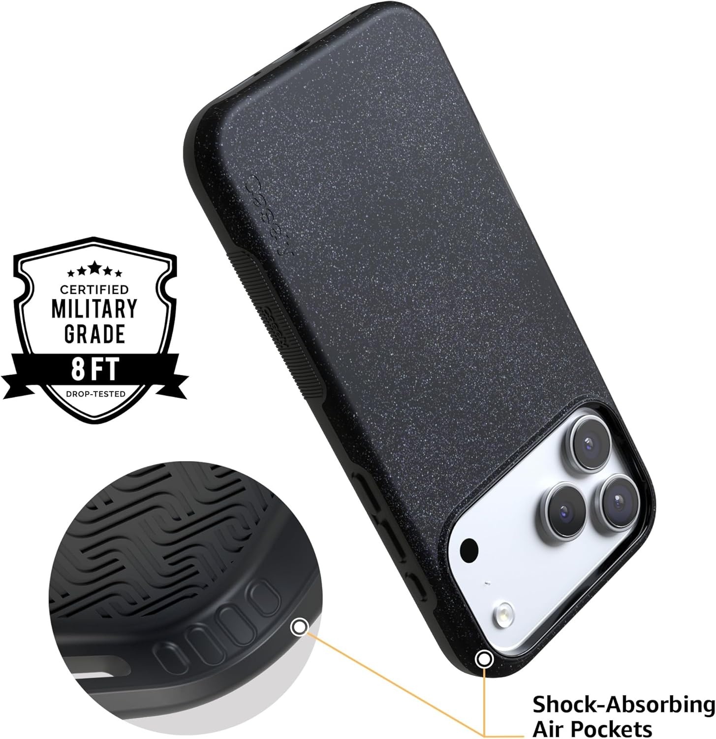 image:imageCasely iPhone 17 Pro Case Into the Wild Black Leopard Bold Protective Design MagSafe Compatible DesignMidnight Onyx Black Shimmer