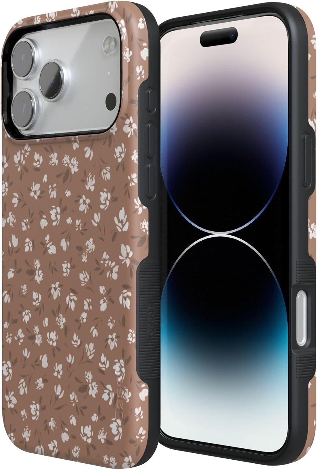 image:imageCasely iPhone 17 Pro Case Into the Wild Black Leopard Bold Protective Design MagSafe Compatible DesignMocha Meadow Tiny Flowers