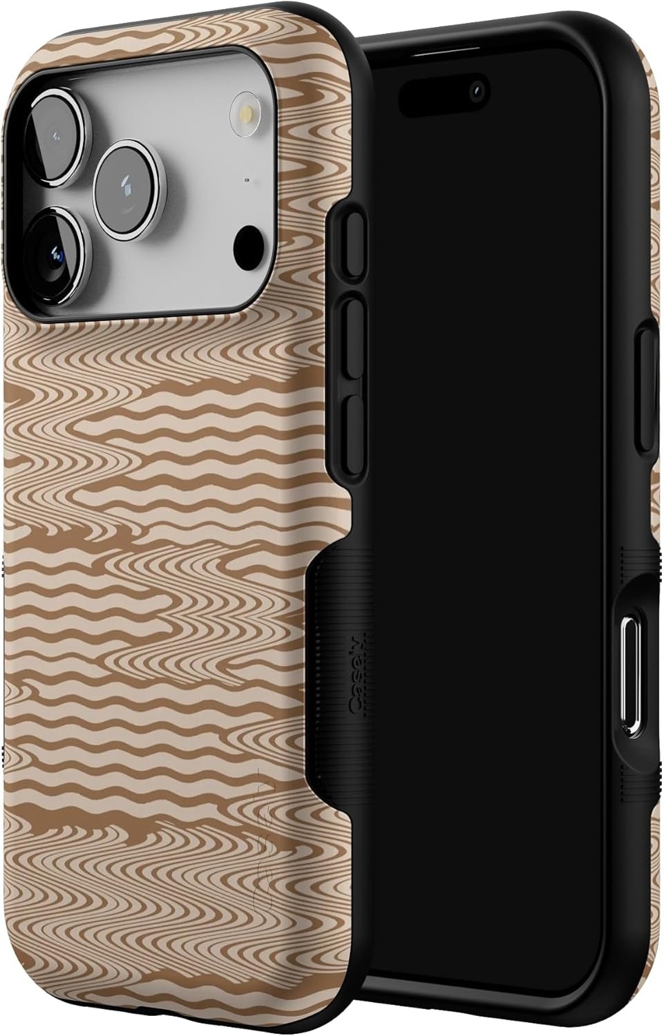 image:imageCasely iPhone 17 Pro Case Into the Wild Black Leopard Bold Protective Design MagSafe Compatible DesignMocha Ripple Brown Waves