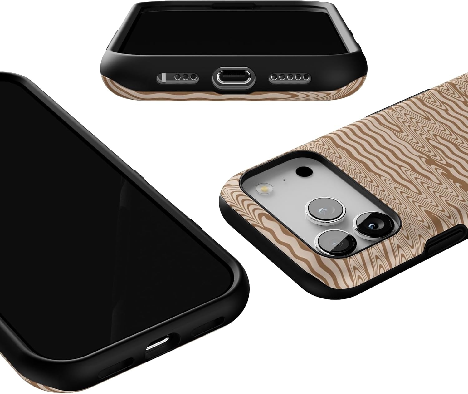 image:imageCasely iPhone 17 Pro Case Into the Wild Black Leopard Bold Protective Design MagSafe Compatible DesignMocha Ripple Brown Waves