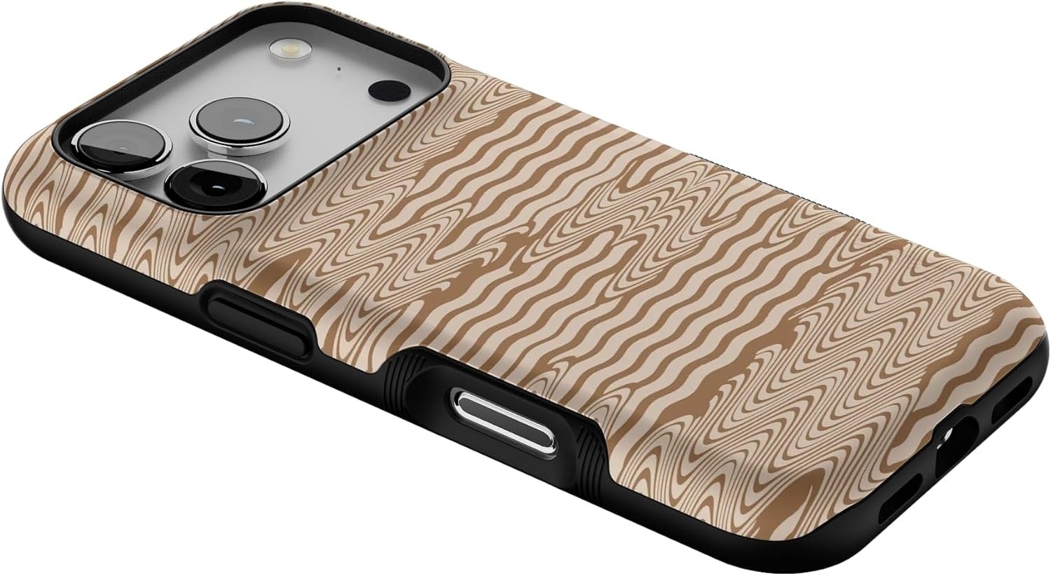 image:imageCasely iPhone 17 Pro Case Into the Wild Black Leopard Bold Protective Design MagSafe Compatible DesignMocha Ripple Brown Waves