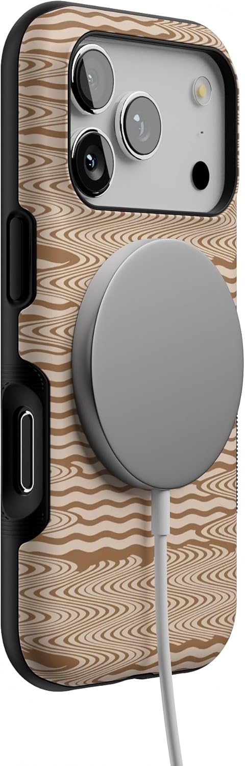 image:imageCasely iPhone 17 Pro Case Into the Wild Black Leopard Bold Protective Design MagSafe Compatible DesignMocha Ripple Brown Waves