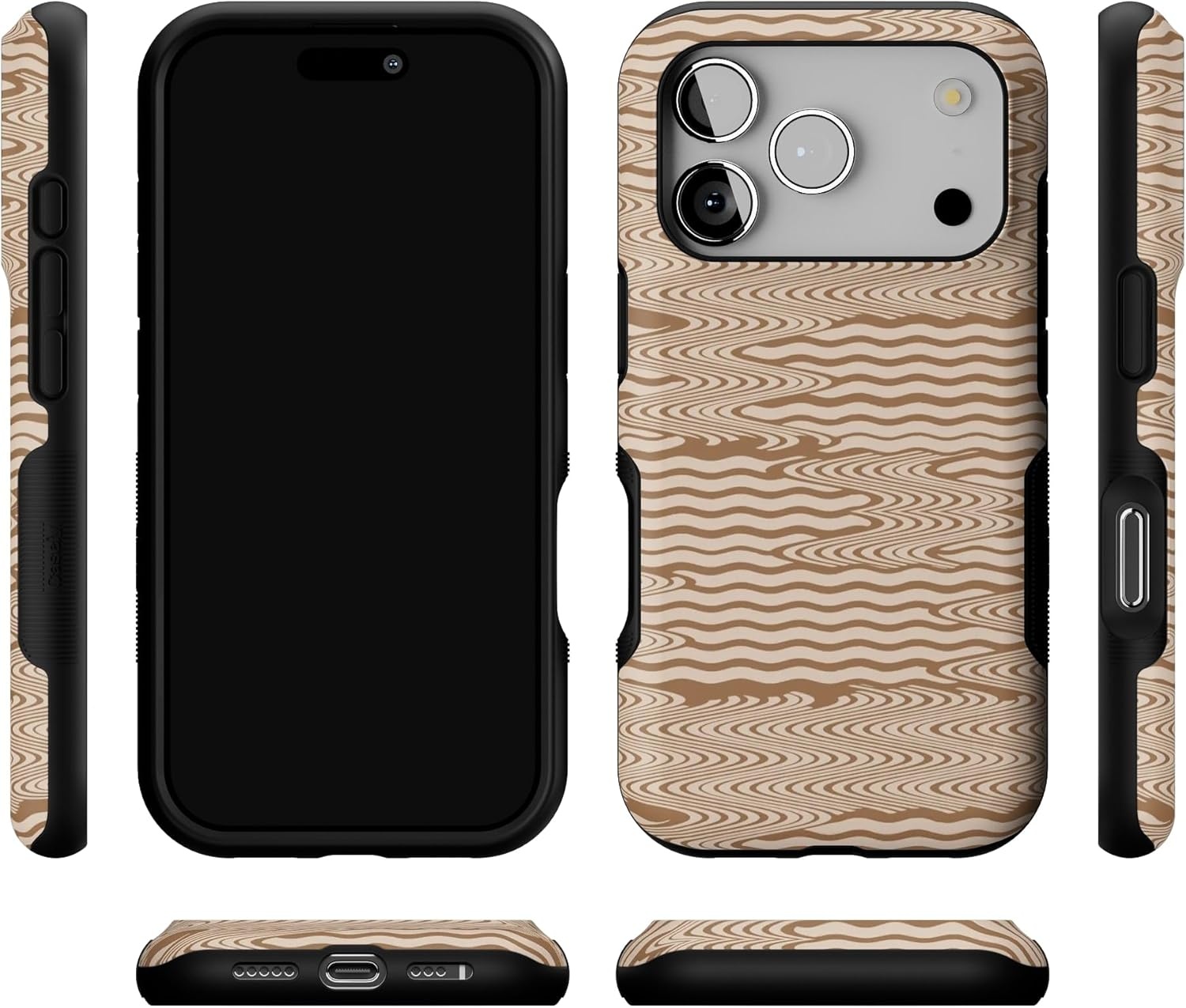 image:imageCasely iPhone 17 Pro Case Into the Wild Black Leopard Bold Protective Design MagSafe Compatible DesignMocha Ripple Brown Waves