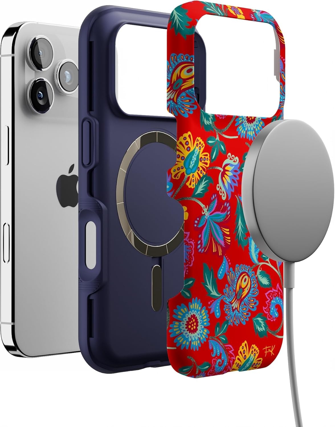image:imageCasely iPhone 17 Pro Case Into the Wild Black Leopard Bold Protective Design MagSafe Compatible DesignPainted Flowers Frida Kahlo Floral