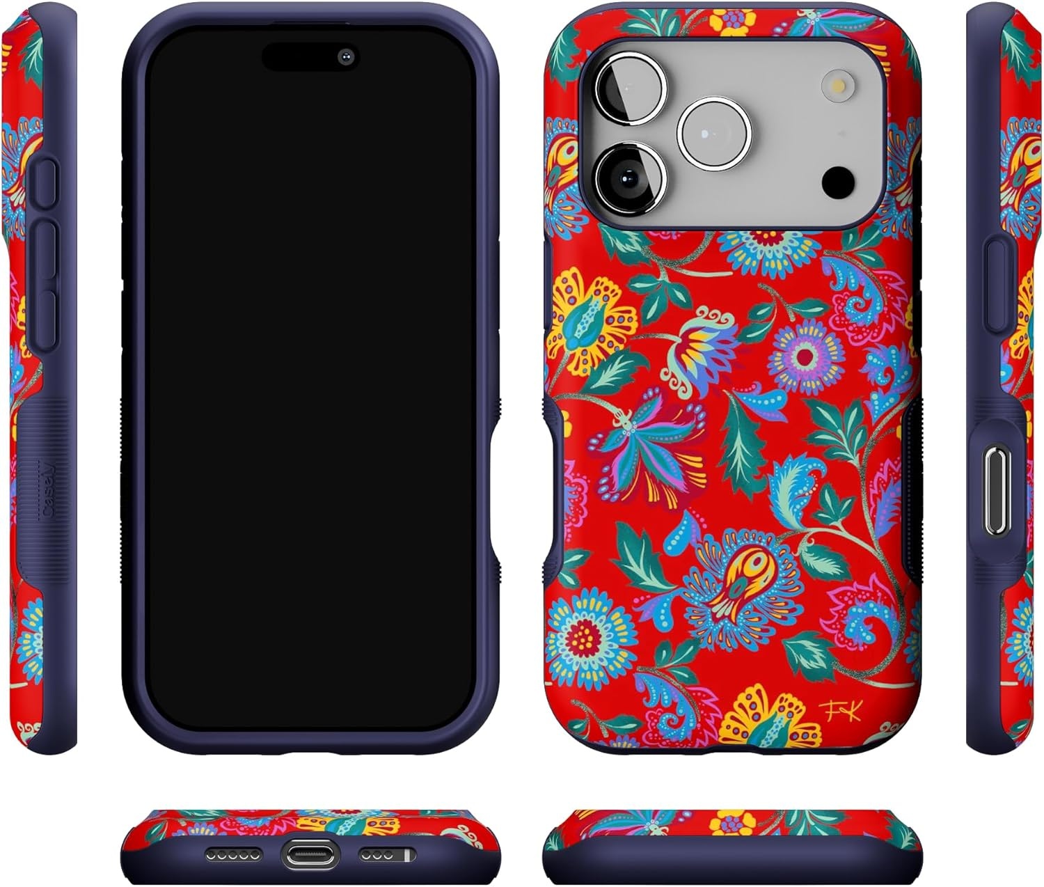 image:imageCasely iPhone 17 Pro Case Into the Wild Black Leopard Bold Protective Design MagSafe Compatible DesignPainted Flowers Frida Kahlo Floral