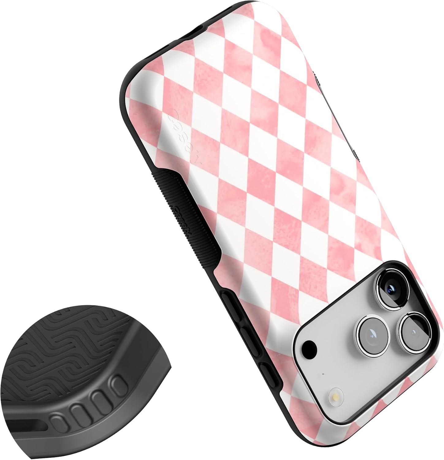 image:imageCasely iPhone 17 Pro Case Into the Wild Black Leopard Bold Protective Design MagSafe Compatible DesignQueen of Diamonds Pink Watercolor
