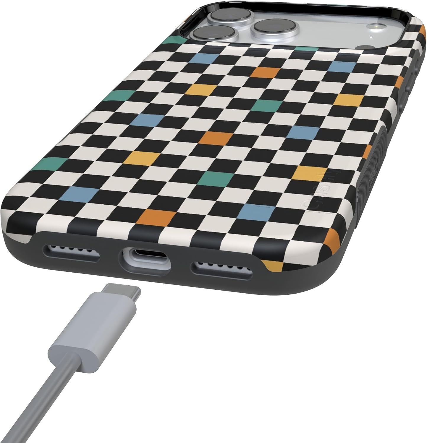 image:imageCasely iPhone 17 Pro Case Into the Wild Black Leopard Bold Protective Design MagSafe Compatible DesignRetro Checkerboard Old Skool