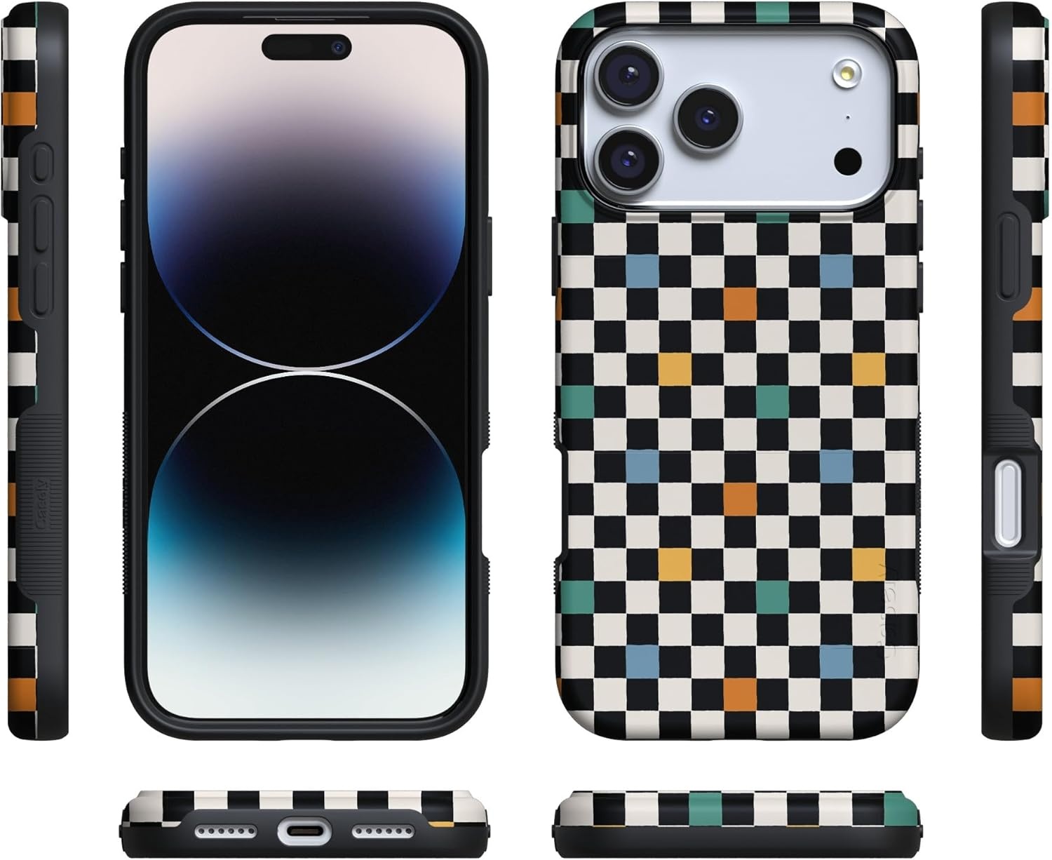 image:imageCasely iPhone 17 Pro Case Into the Wild Black Leopard Bold Protective Design MagSafe Compatible DesignRetro Checkerboard Old Skool