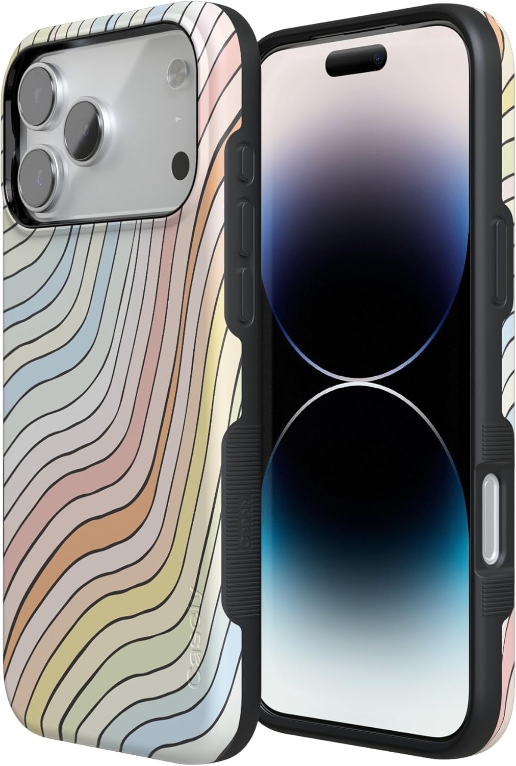 image:imageCasely iPhone 17 Pro Case Into the Wild Black Leopard Bold Protective Design MagSafe Compatible DesignRide The Wave Pastel Rainbow Lined