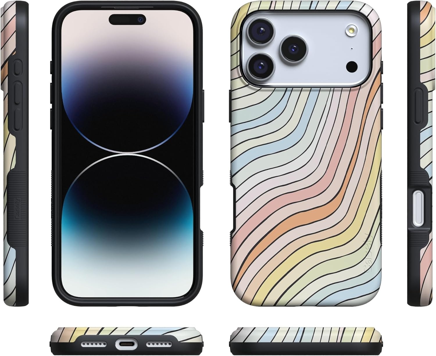image:imageCasely iPhone 17 Pro Case Into the Wild Black Leopard Bold Protective Design MagSafe Compatible DesignRide The Wave Pastel Rainbow Lined