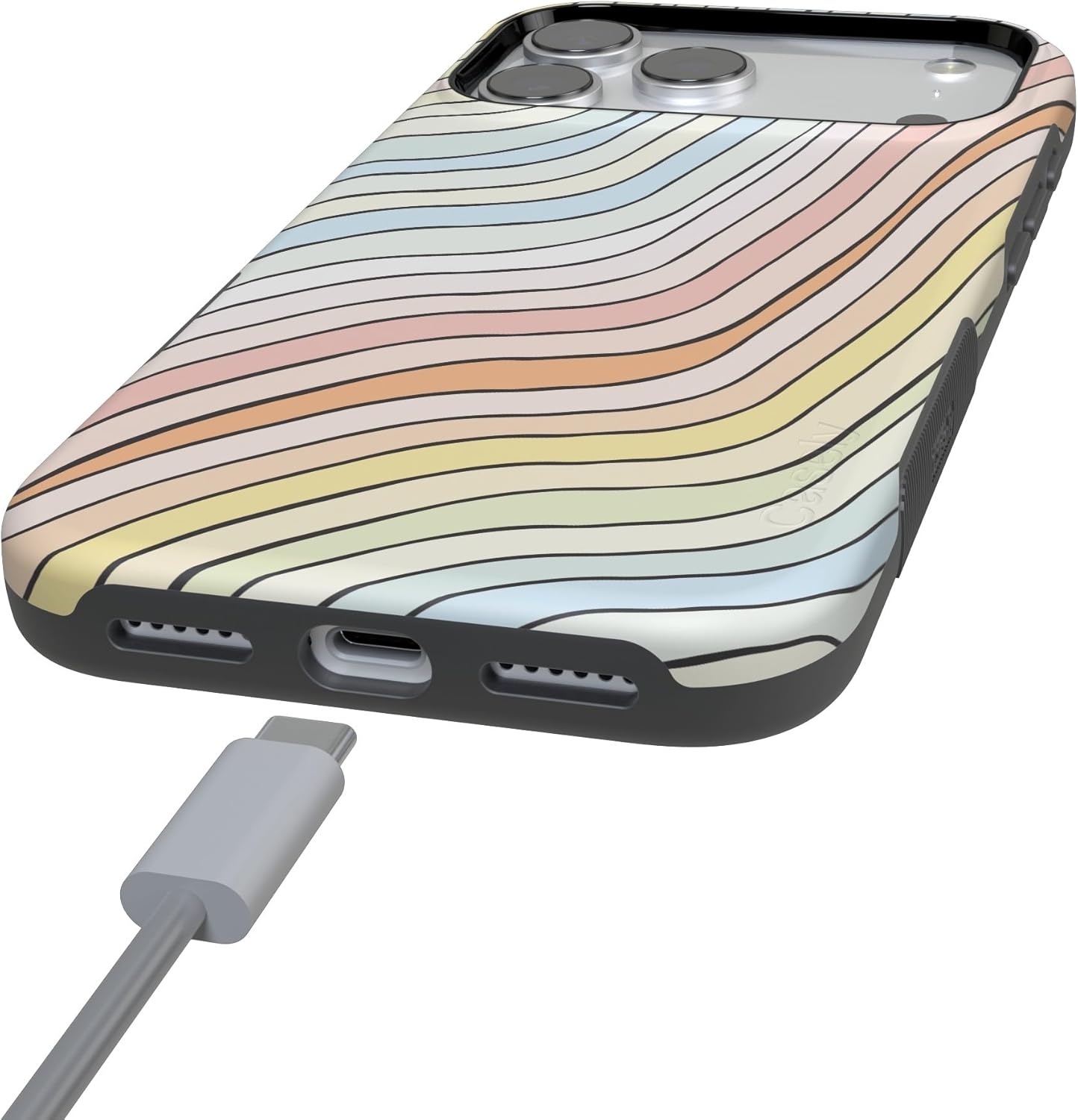 image:imageCasely iPhone 17 Pro Case Into the Wild Black Leopard Bold Protective Design MagSafe Compatible DesignRide The Wave Pastel Rainbow Lined