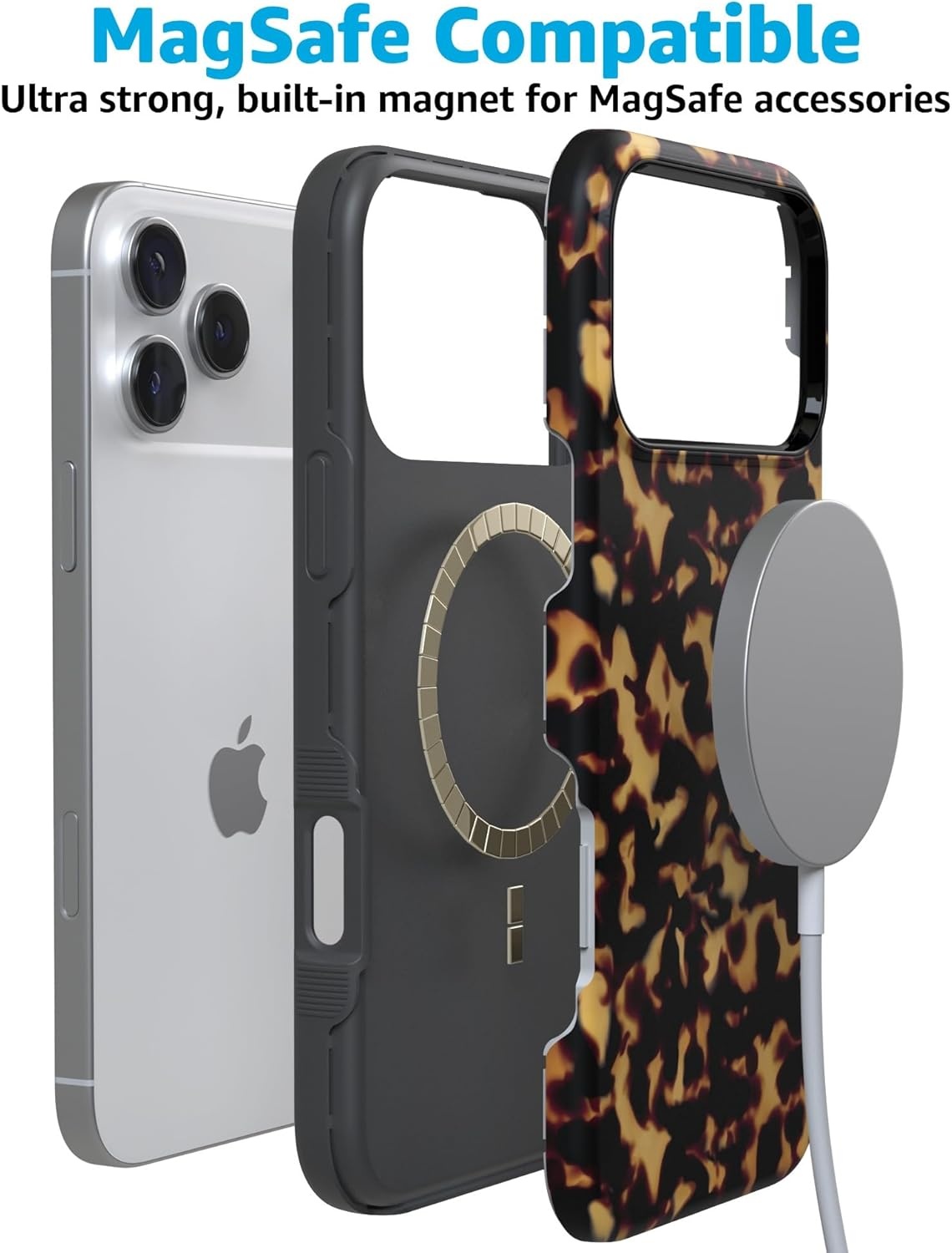 image:imageCasely iPhone 17 Pro Case Into the Wild Black Leopard Bold Protective Design MagSafe Compatible DesignShell Shocked Tortoise Print