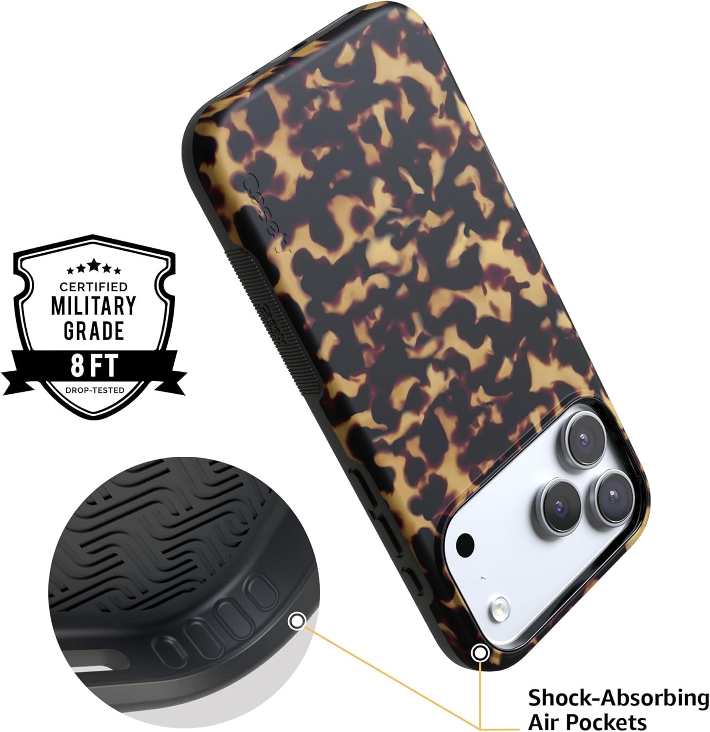 image:imageCasely iPhone 17 Pro Case Into the Wild Black Leopard Bold Protective Design MagSafe Compatible DesignShell Shocked Tortoise Print