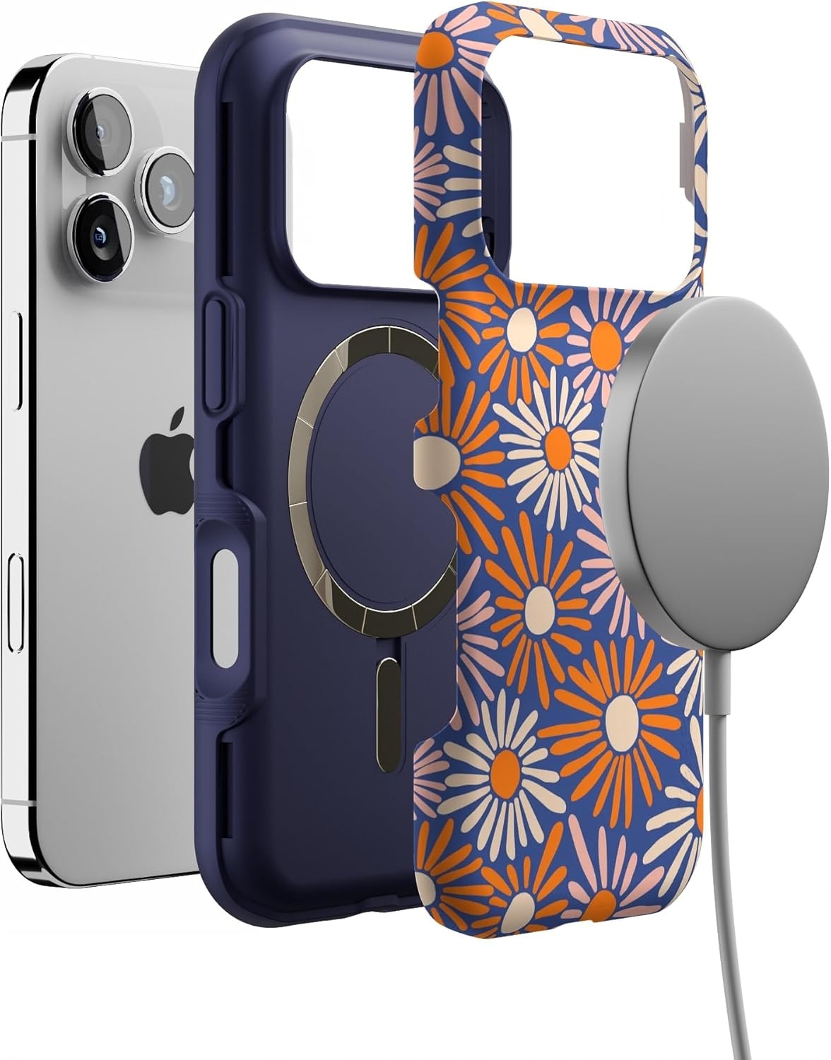 image:imageCasely iPhone 17 Pro Case Into the Wild Black Leopard Bold Protective Design MagSafe Compatible DesignSpring Forward Daisy Floral
