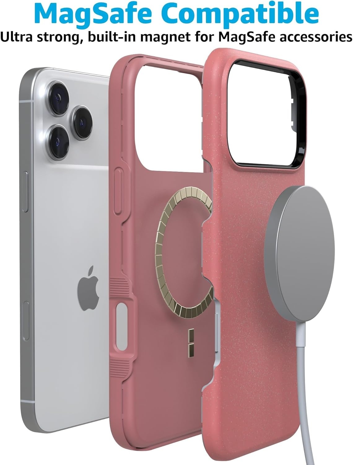 image:imageCasely iPhone 17 Pro Case Into the Wild Black Leopard Bold Protective Design MagSafe Compatible DesignStarfish Wishes Coral Pink Shimmer