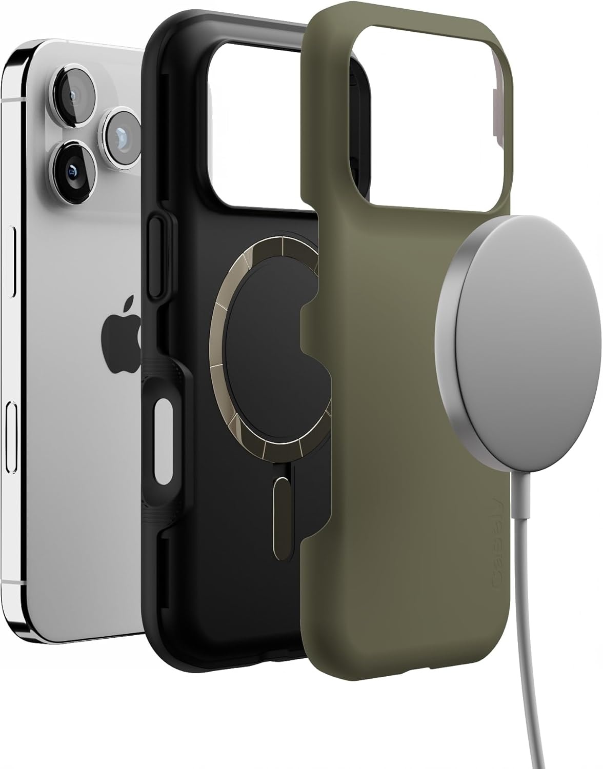 image:imageCasely iPhone 17 Pro Case Into the Wild Black Leopard Bold Protective Design MagSafe Compatible DesignThe Boyfriend Collection Army Green